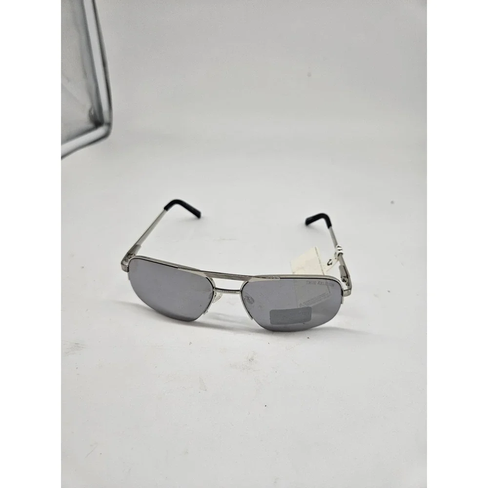 True Religion Silver‎ Mirrored Lens Aviator Sunglasses